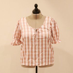 NWT Modcloth Picnic Plaid Puff Sleeve Blouse